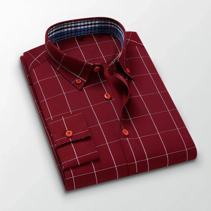 Fall Men's DressShirt Long Sleeve Casual Slim Fit - Which Mark