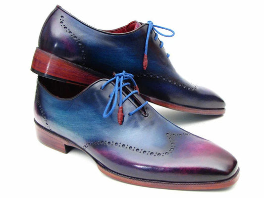 Paul Parkman Blue & Purple Wingtip Oxfords (ID#084VX55) - Which Mark