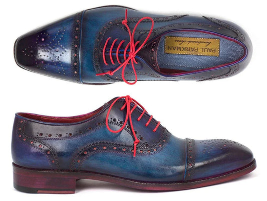 Paul Parkman Men's Captoe Oxfords Blue & Parliament (ID#024-PARL) - Which Mark