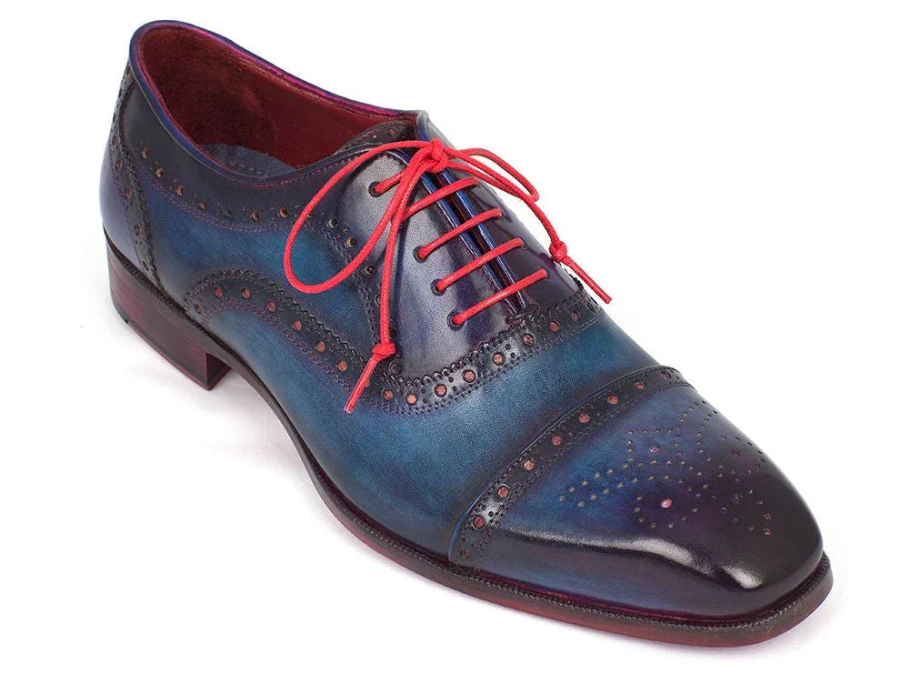 Paul Parkman Men's Captoe Oxfords Blue & Parliament (ID#024-PARL) - Which Mark