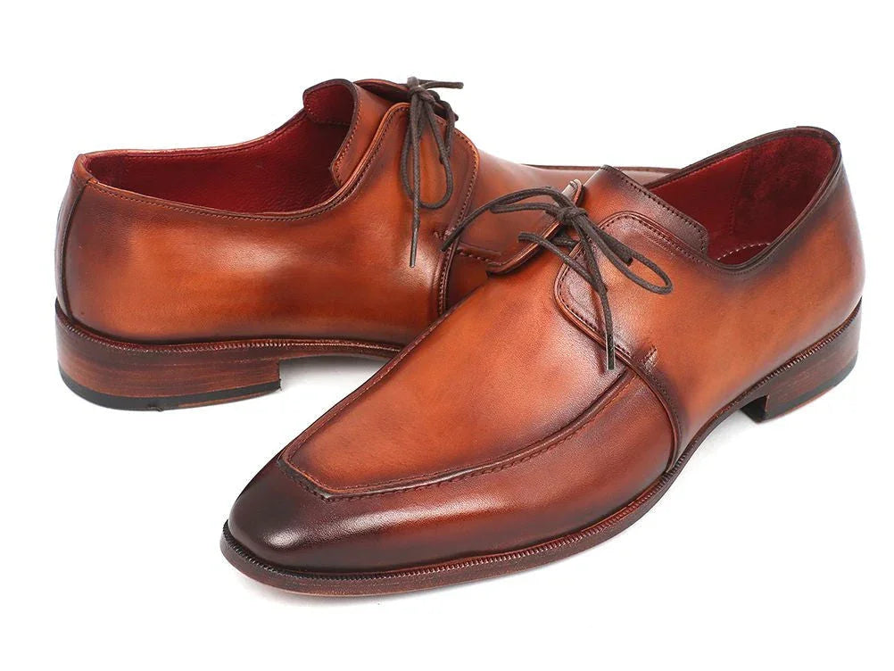 Paul Parkman Brown Leather Apron Derby Shoes For Men (ID#33SX92) - Which Mark