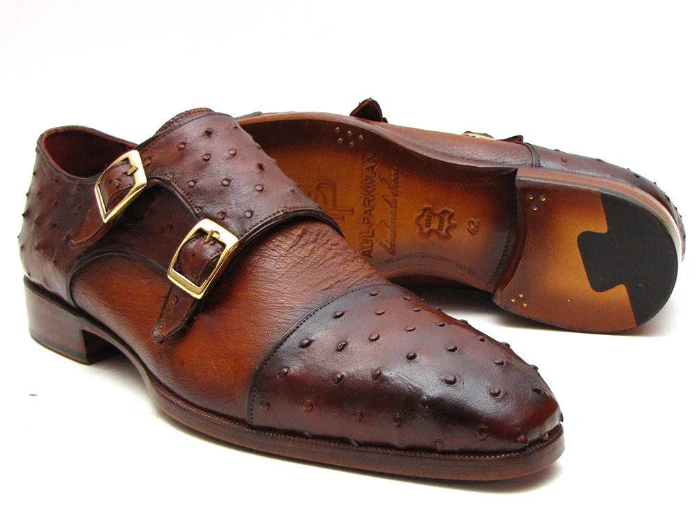 Paul Parkman Brown & Tobacco Genuine Ostrich Double Monkstraps - Which Mark