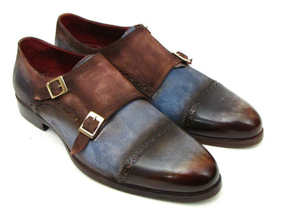 Paul Parkman Captoe Double Monkstrap Antique Blue & Brown Suede - Which Mark