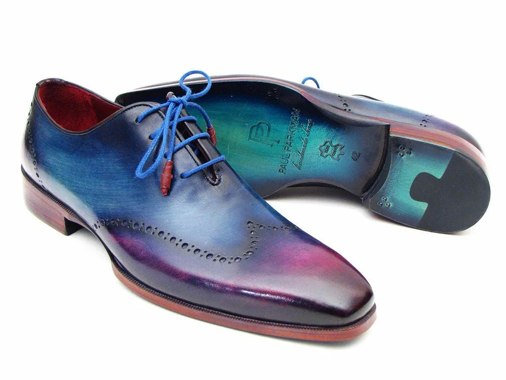Paul Parkman Blue & Purple Wingtip Oxfords (ID#084VX55) - Which Mark