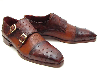 Paul Parkman Brown & Tobacco Genuine Ostrich Double Monkstraps - Which Mark