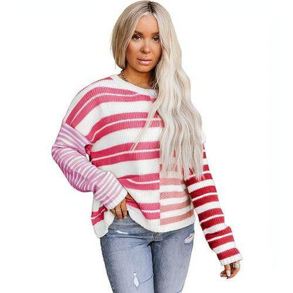 Simple Versatile Striped Printed Sweater For Women - Which Mark