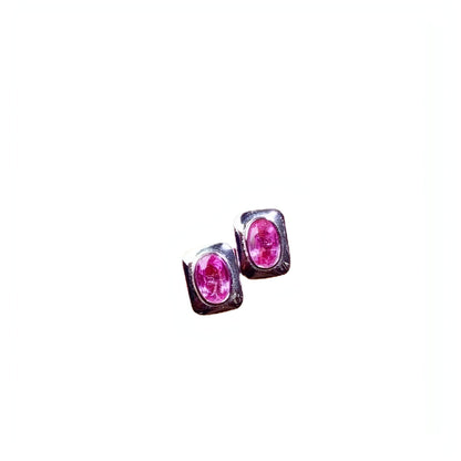 925 Silver Inlaid Natural Sapphire Stud Earrings - Which Mark