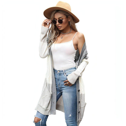 Color Matching Cardigan Sweater Coat Women - Which Mark