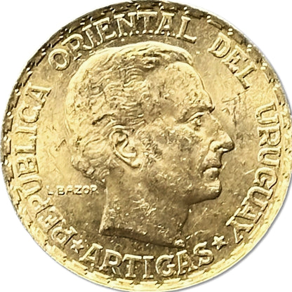 1/4 oz Gold 5 Pesos Constitutional Centennial Coin (RARE) 1930 Uruguay - Which Mark