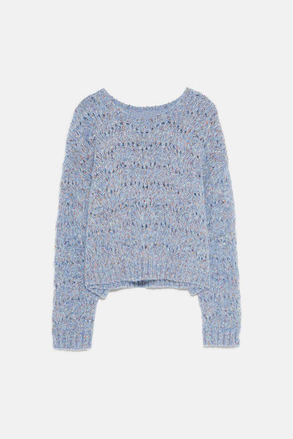 Loose hollow pullover round neck thin sweater short sweater women - Which Mark