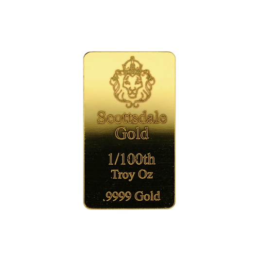 1/100 oz Gold SCOTTSDALE .9999 Bar - Which Mark