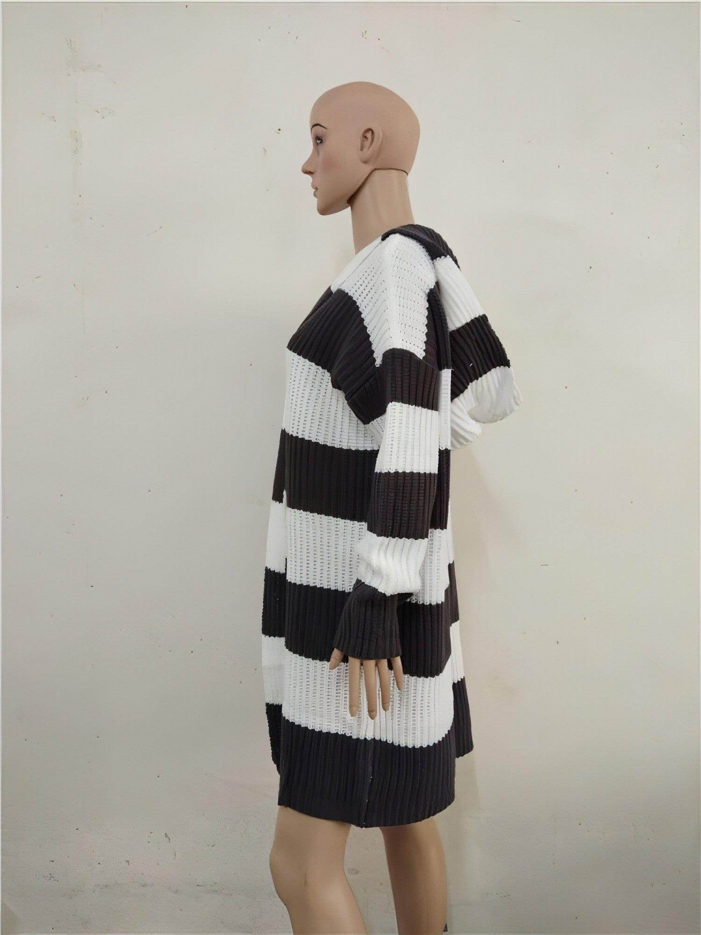 Mid-color Hooded Mid-length Cardigan Jacket Women Sweater - Which Mark