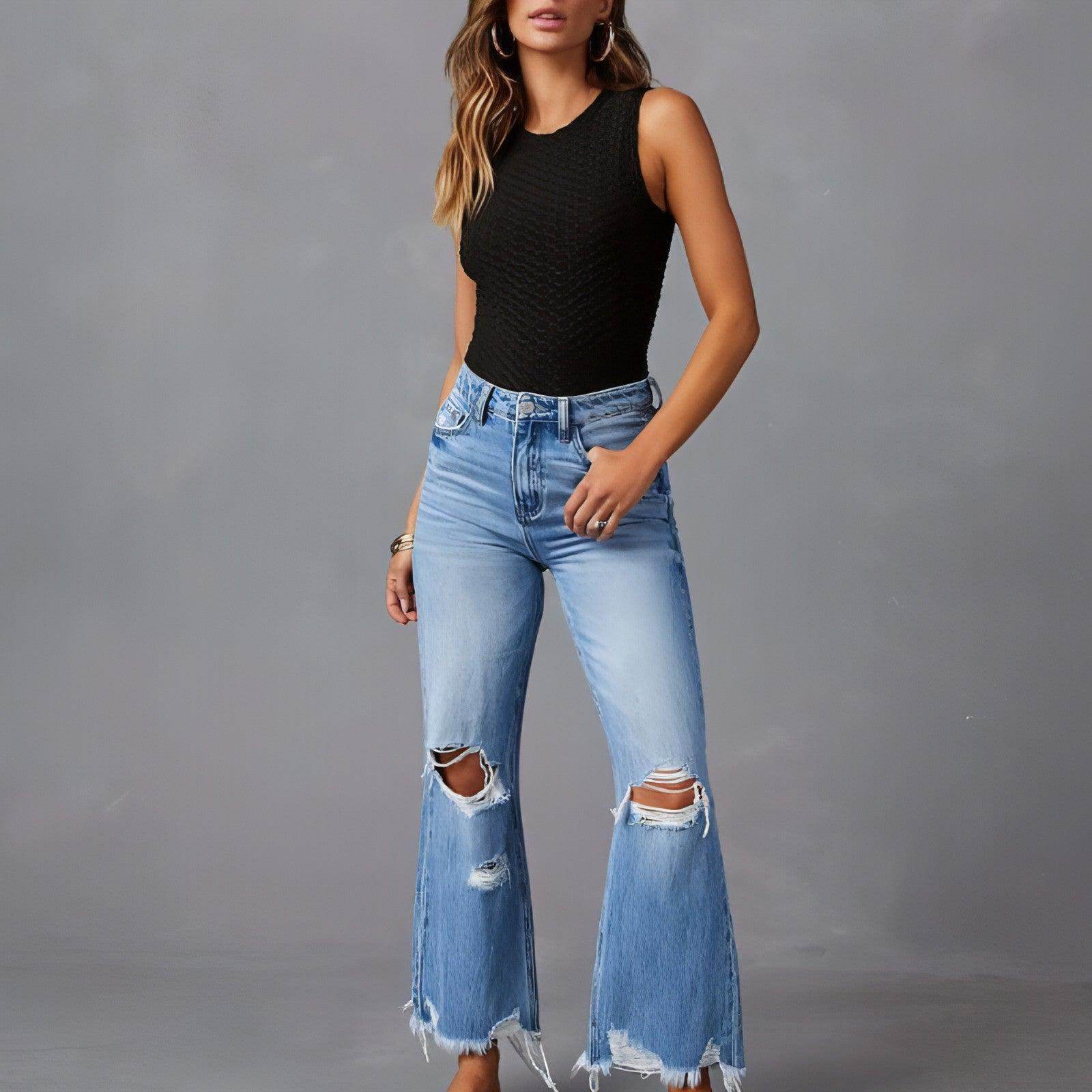 SkyFade™ – Ripped Wide-Leg High Waist Jeans - Which Mark