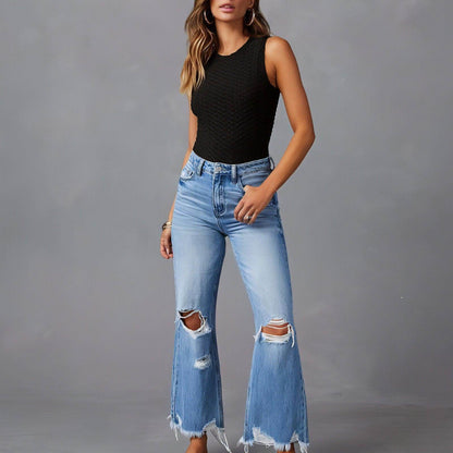 SkyFade™ – Ripped Wide-Leg High Waist Jeans - Which Mark