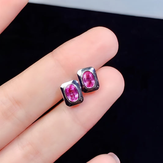 925 Silver Inlaid Natural Sapphire Stud Earrings - Which Mark