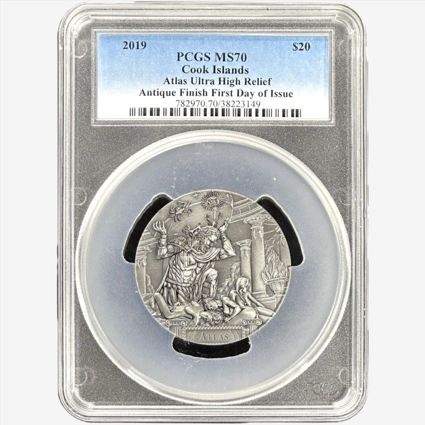 3 oz Silver ATLAS Gods of the World Coin MS70 2019 Cook Islands - Which Mark