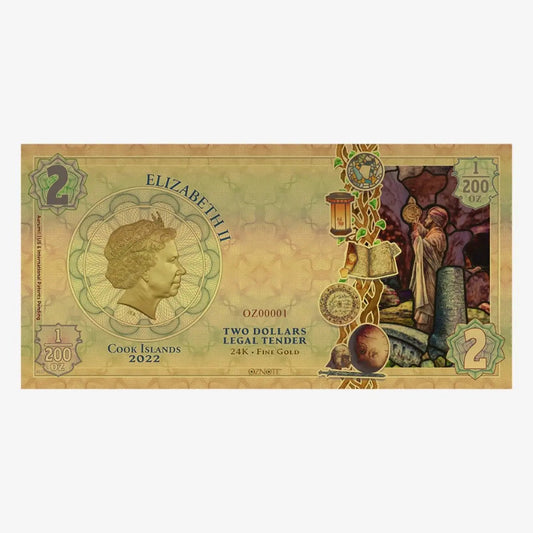 2022 Cook Islands ENLIGHTENMENT Threads of Light 24k Gold Note - Which Mark