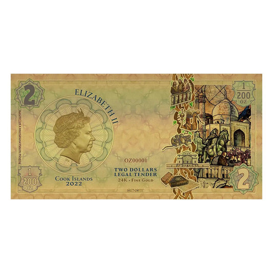 2022 Cook Islands RESTITUTION Threads of Light 24k Gold Note - Which Mark