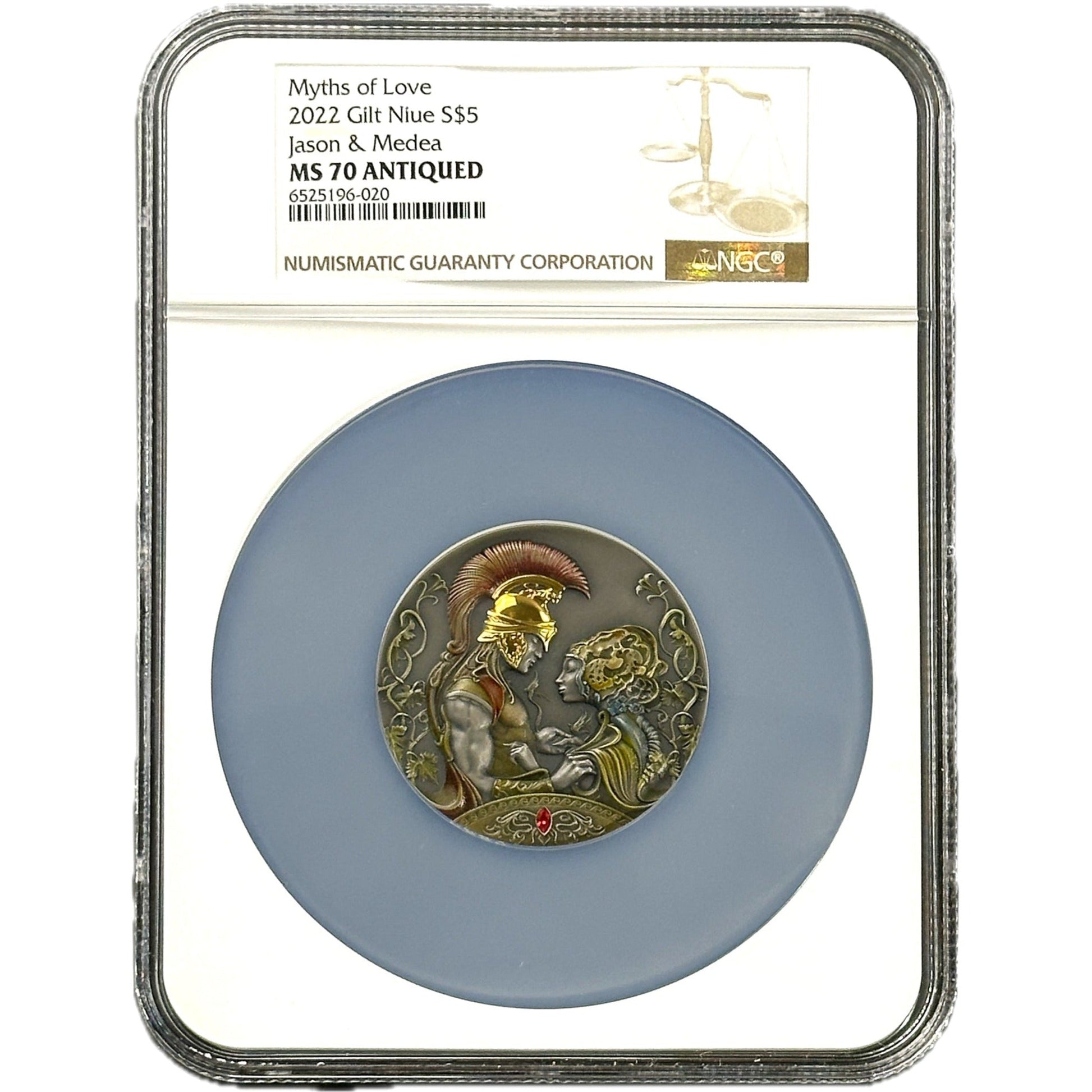 2 oz Silver MEDEA AND JASONS LOVE Myths of Love Coin MS70 2022 Niue - Which Mark