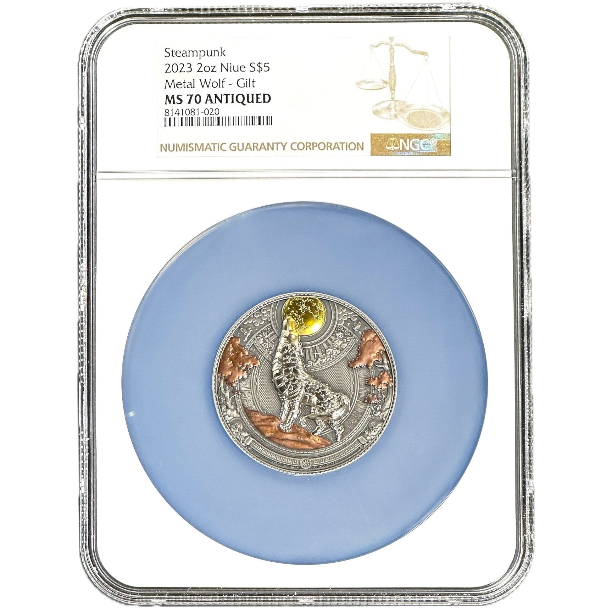 2 oz Silver METAL WOLF Steampunk Coin MS70 2023 Niue - Which Mark