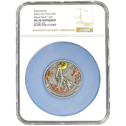 2 oz Silver METAL WOLF Steampunk Coin MS70 2023 Niue - Which Mark