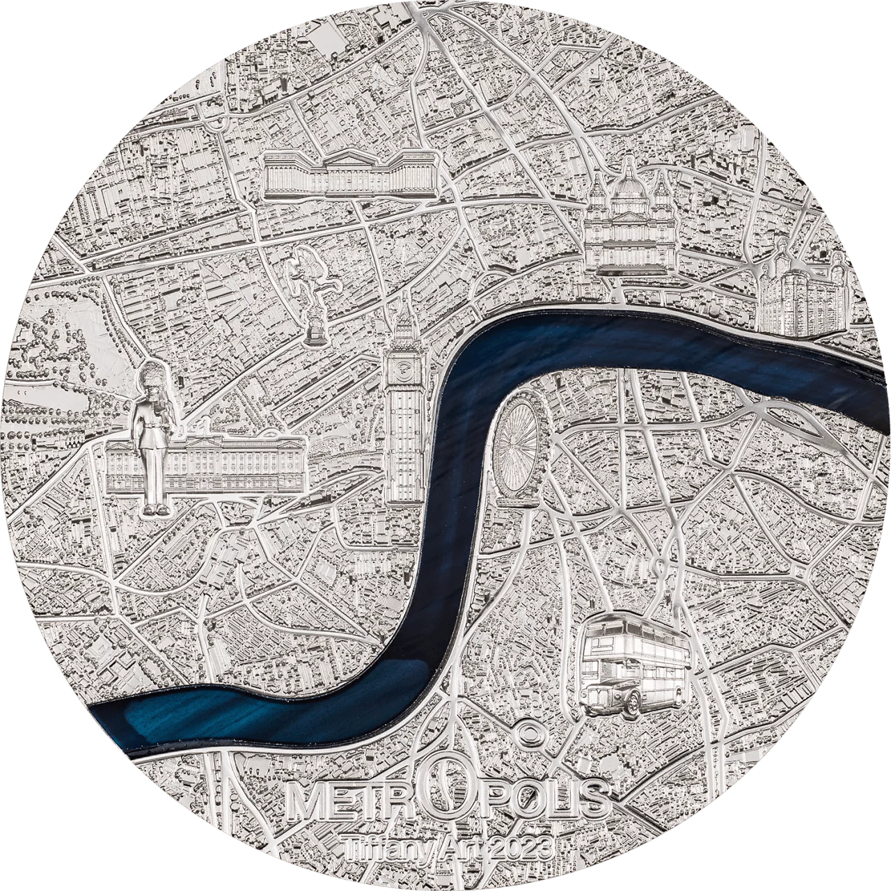 3 oz Silver LONDON TIFFANY ART Metropolis Coin 2023 Niue - Which Mark