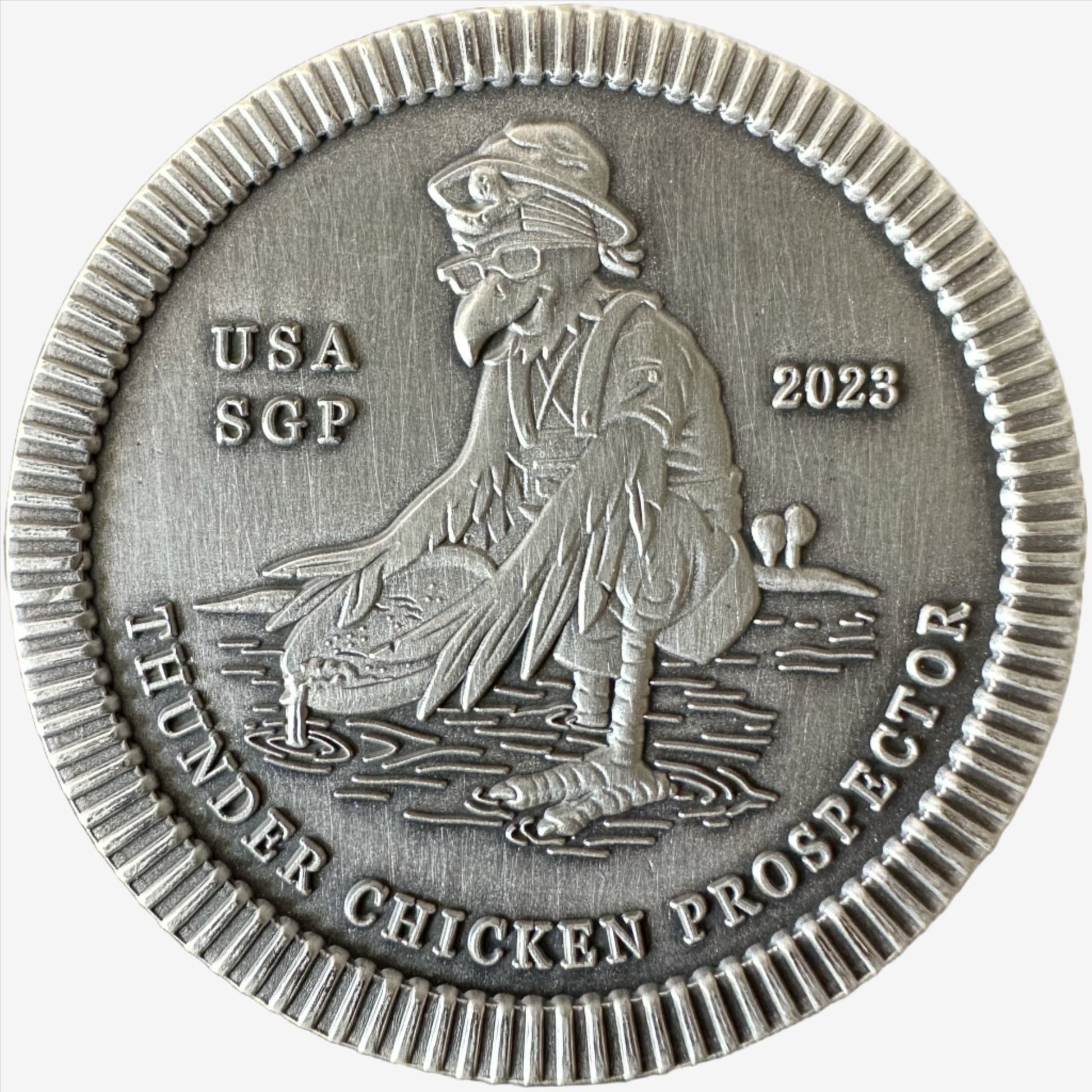 2 oz Silver THUNDER CHICKEN PROSPECTOR Stacker Round - Which Mark
