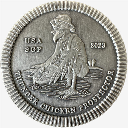 2 oz Silver THUNDER CHICKEN PROSPECTOR Stacker Round - Which Mark