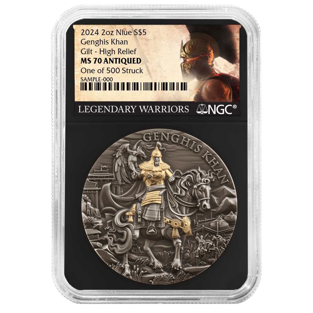 2 oz Silver GENGHIS KHAN Legendary Warriors Coin NGCX10 2024 Niue - Which Mark