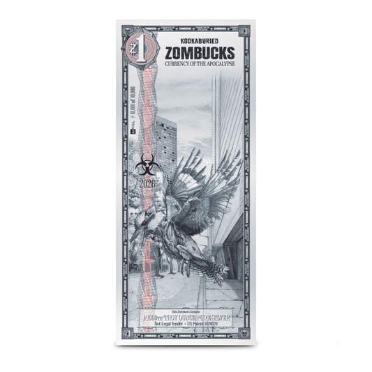 2026 Zombucks KOOKABURIED 1/1000 oz Silver Note - Which Mark