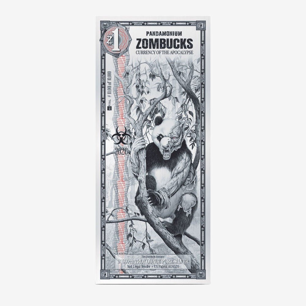 2026 Zombucks PANDAMONIUM 1/1000 oz Silver Note - Which Mark
