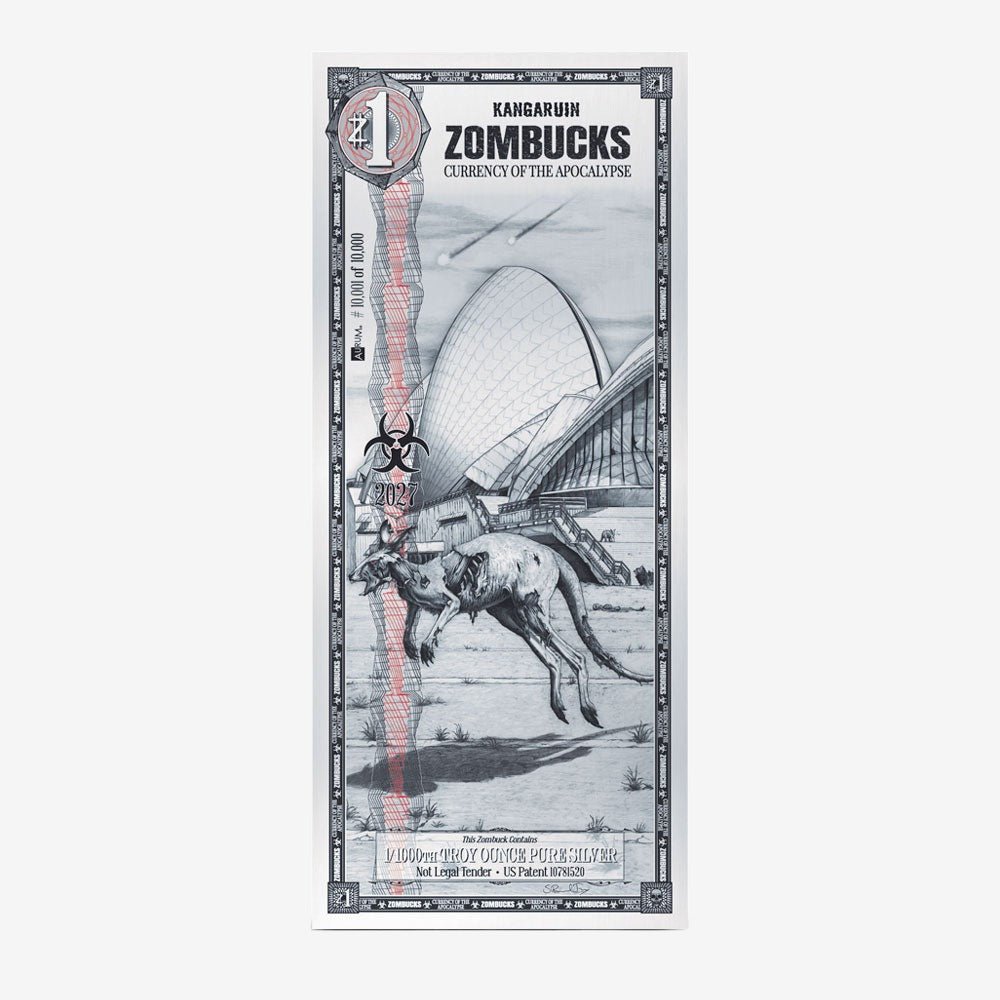 2027 Zombucks KANGARUIN 1/1000 oz Silver Note - Which Mark