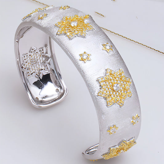 925 Silver Gold Plated Divided Snowflake Bracelet - Which Mark