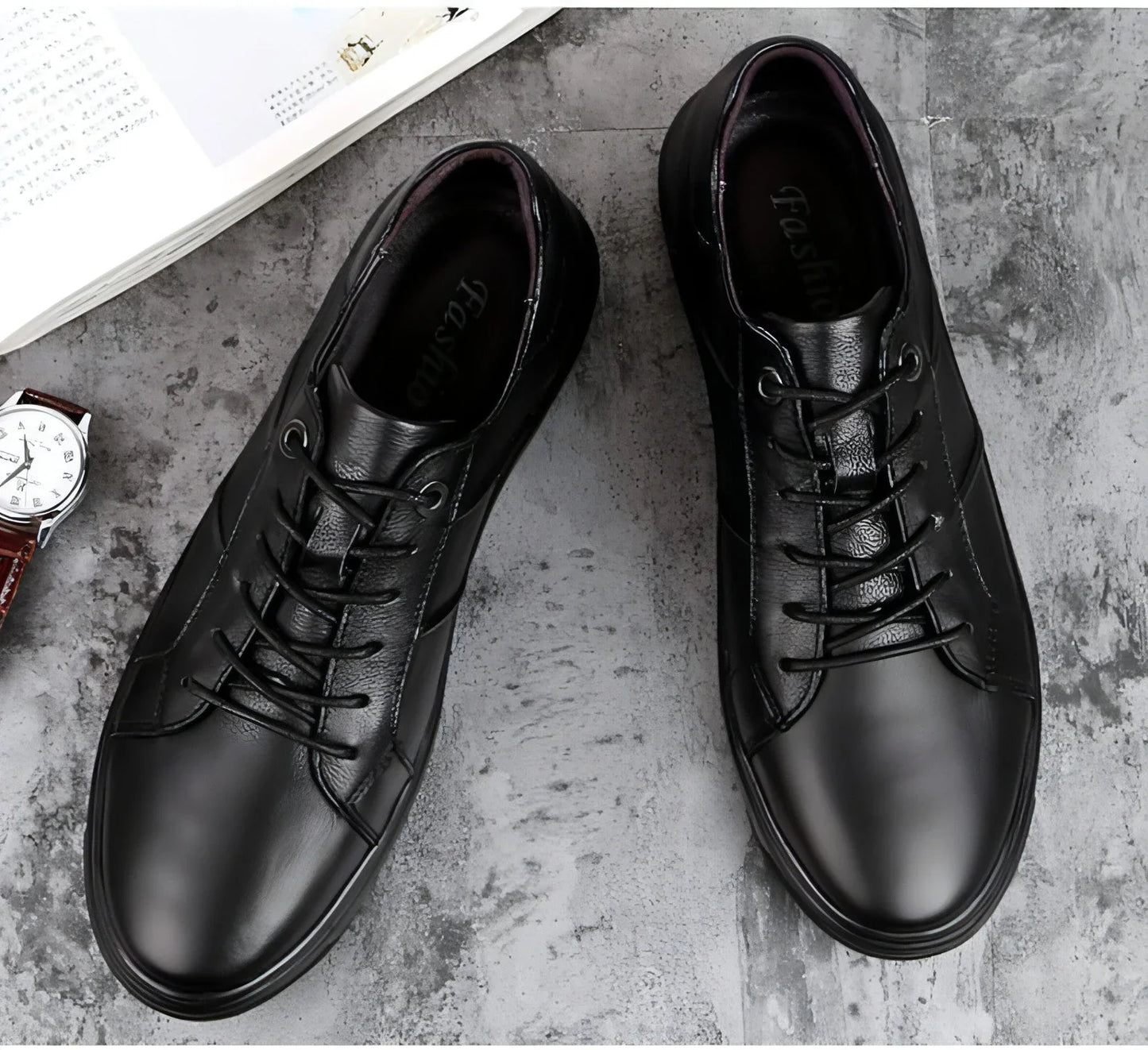Men's casual fashion breathable top leather shoes - Which Mark
