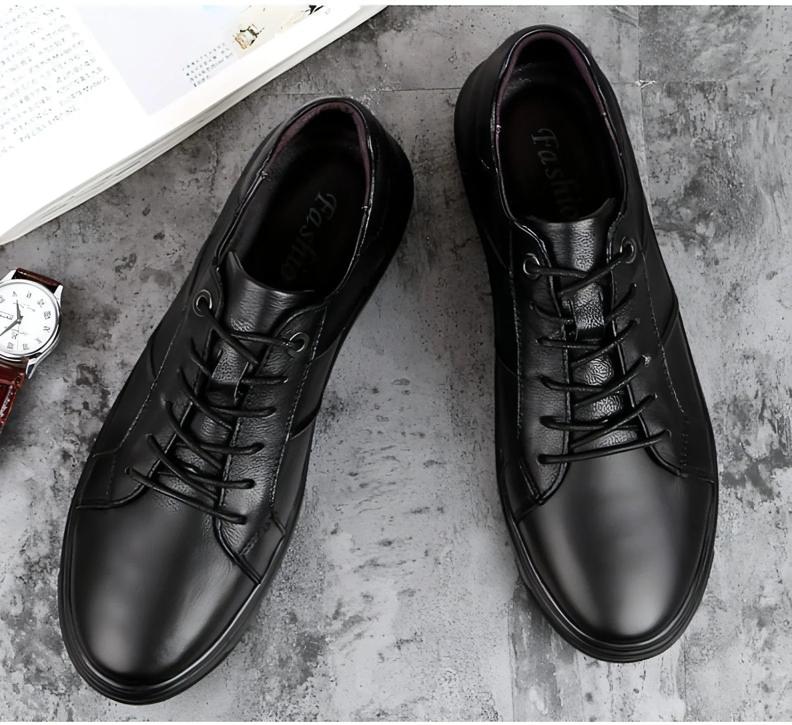 Men's casual fashion breathable top leather shoes - Which Mark