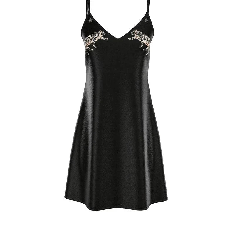 Vela Silk Slip Dress in Jaguar Stars - Which Mark
