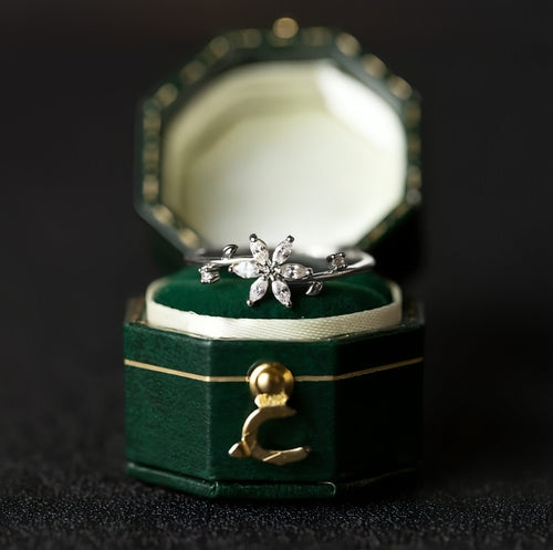 LuxeJewels™ – Art Deco Floral Diamond Ring in Gold & Platinum - Which Mark