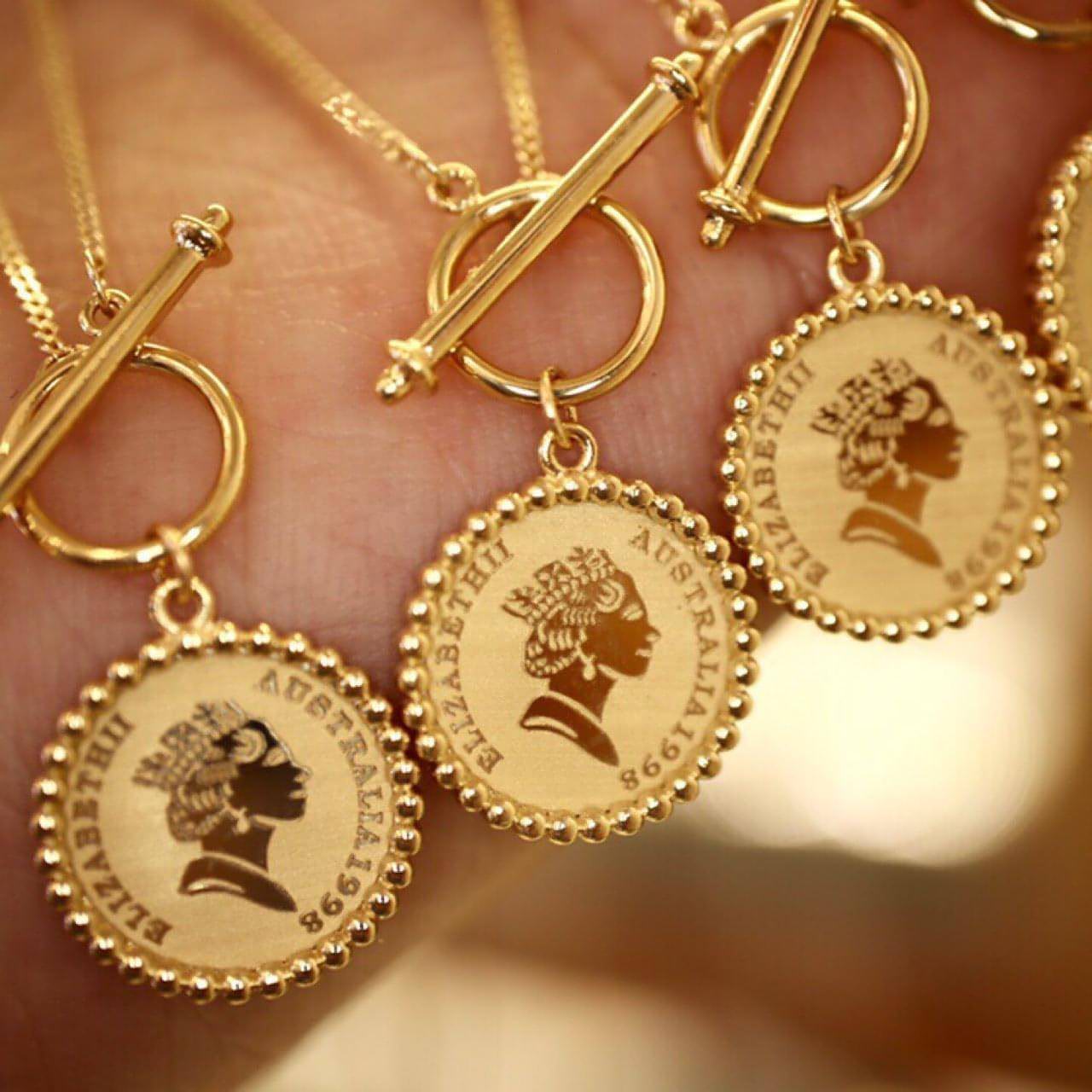 Gold Retro Round Brand Pure Jewelry Necklace - Which Mark