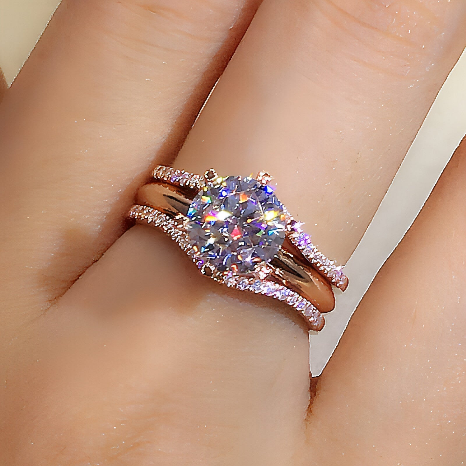 Versatile Elegance: 18K Gold Moissanite Ring Duo - Which Mark