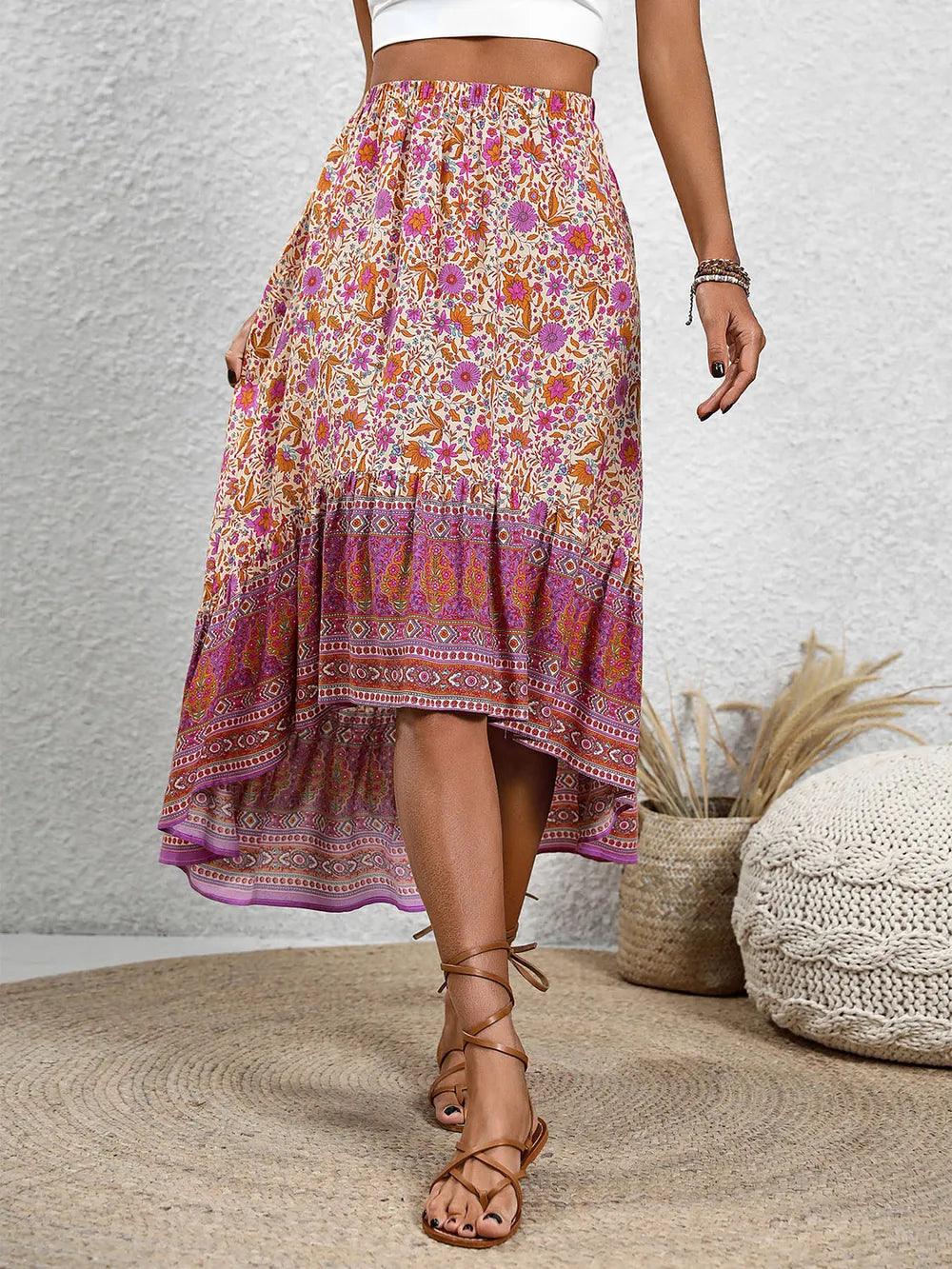 Perfee High-Low Elastic Waist Skirt - Which Mark