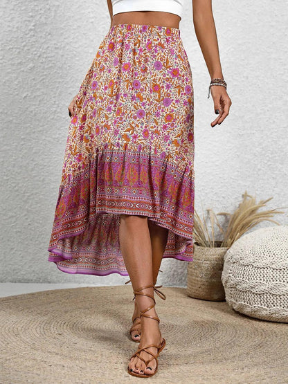 Perfee High-Low Elastic Waist Skirt - Which Mark