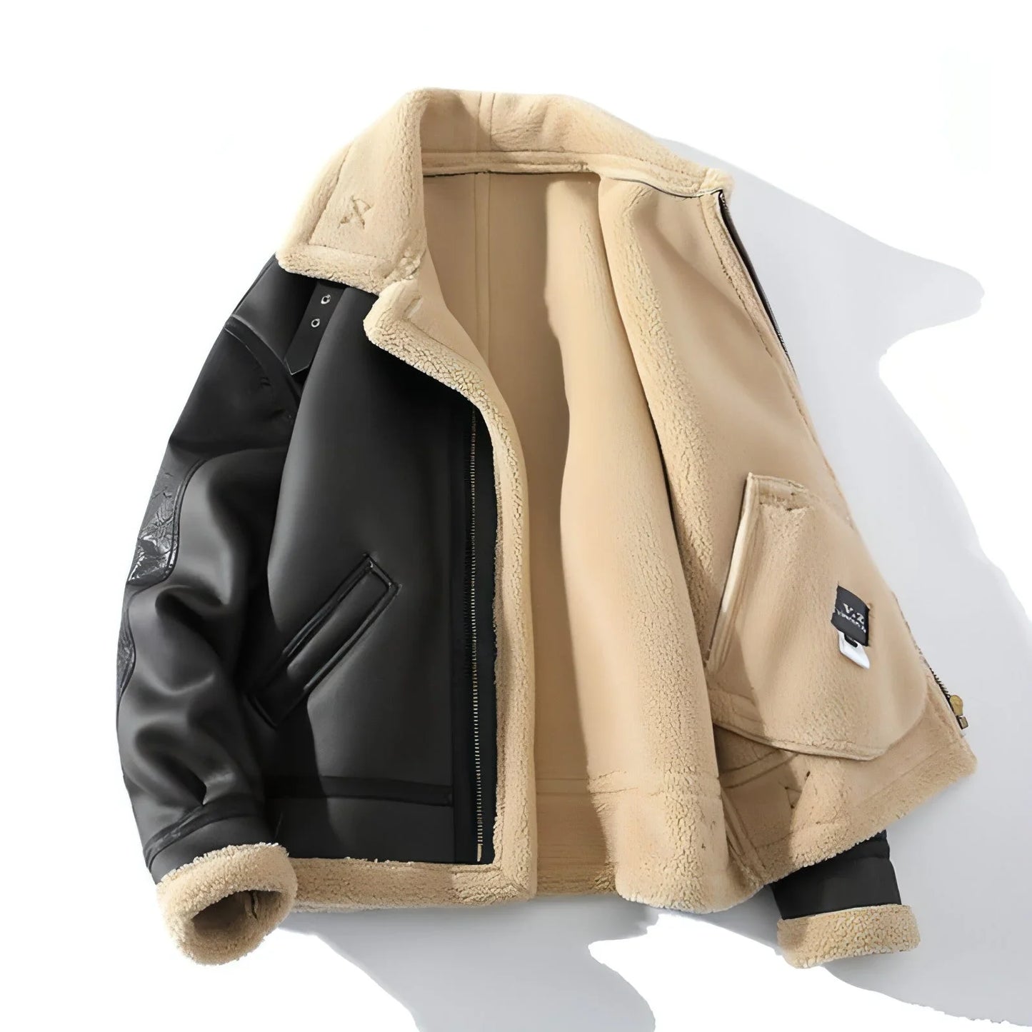 A.1 Plus Size Fleece-lined Thicker Fur Integrated Lapel Jacket Men - Which Mark