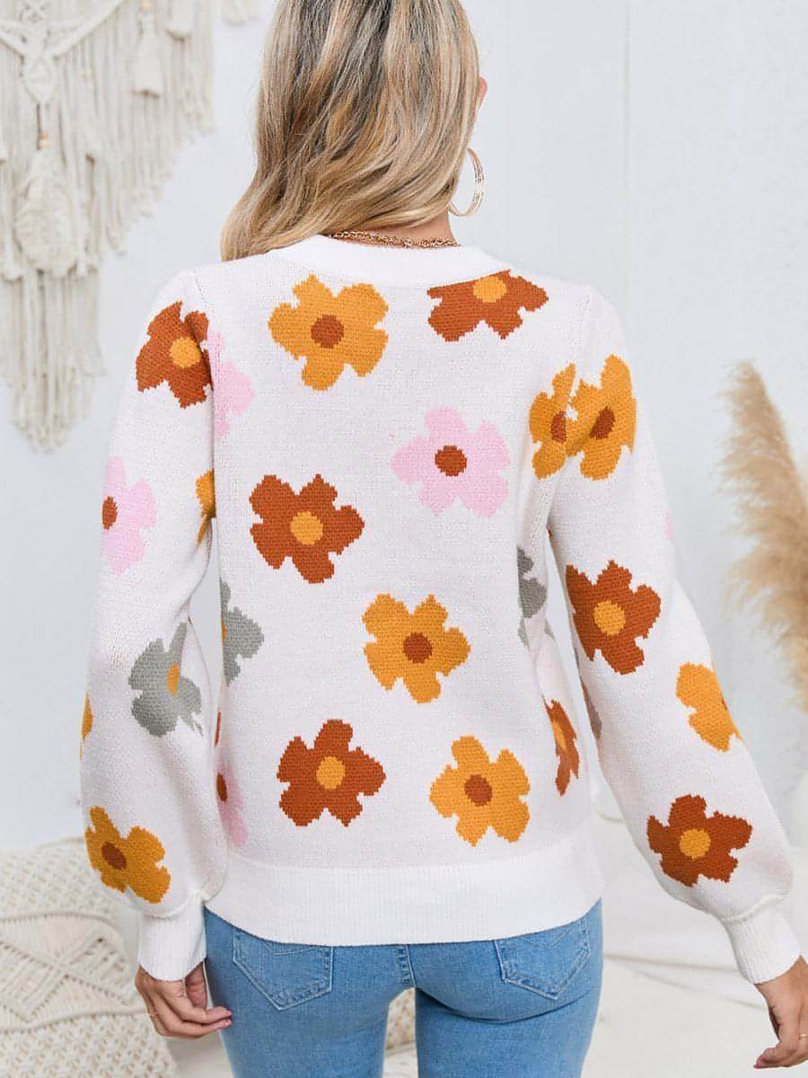 Knitted Thread Sweater Women's Flower - Which Mark