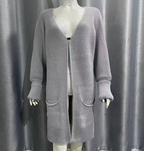 New Solid Color Loose Knitted Sweater Mid-length Coat - Which Mark
