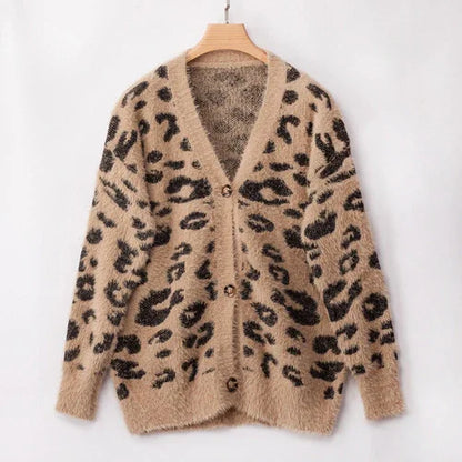 UrbanFur™ – Long Sleeve Leopard Knit Cardigan - Which Mark