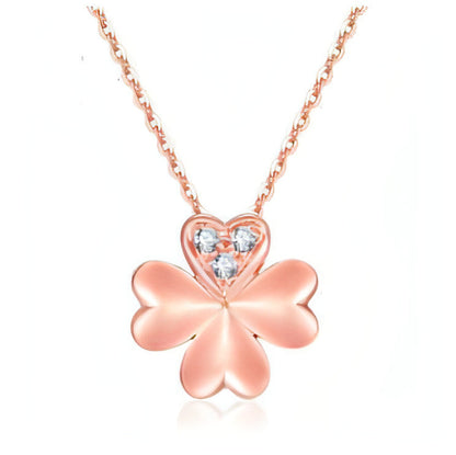 Rose Gold Clover Diamond Pendant Necklace - Which Mark