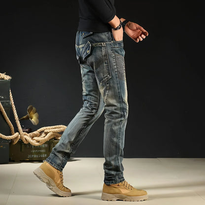 Men's Fashion Japanese Style Retro Nostalgic Motorcycle Jeans Men - Which Mark