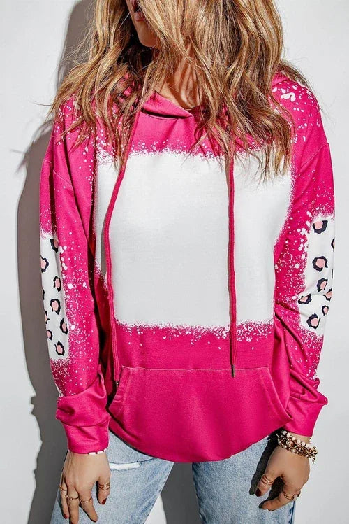 Leopard Print Drawstring Hoodie Women's Long Sleeve Sweater - Which Mark