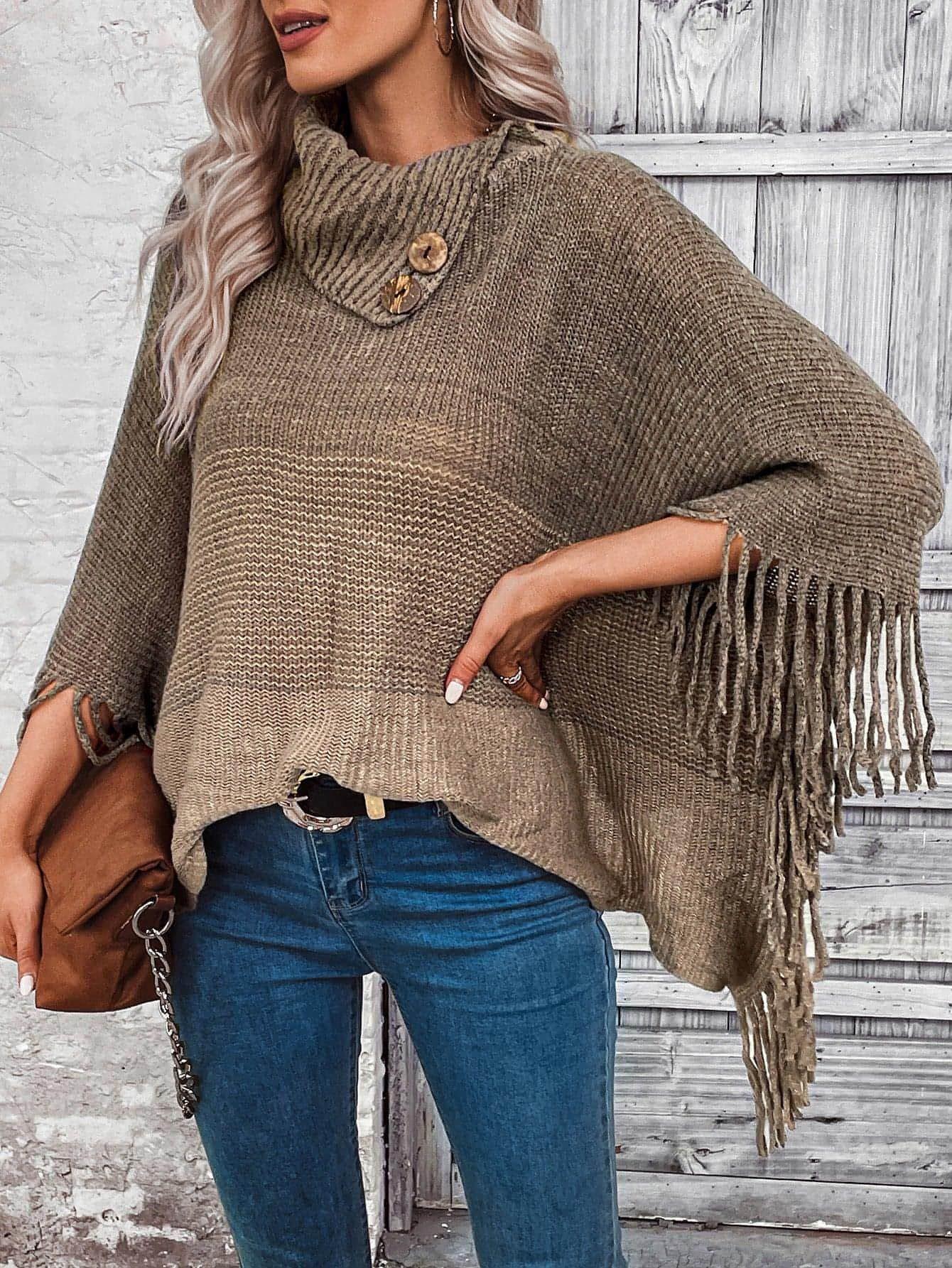 Sweater Lapel Pullover Gradient Women - Which Mark