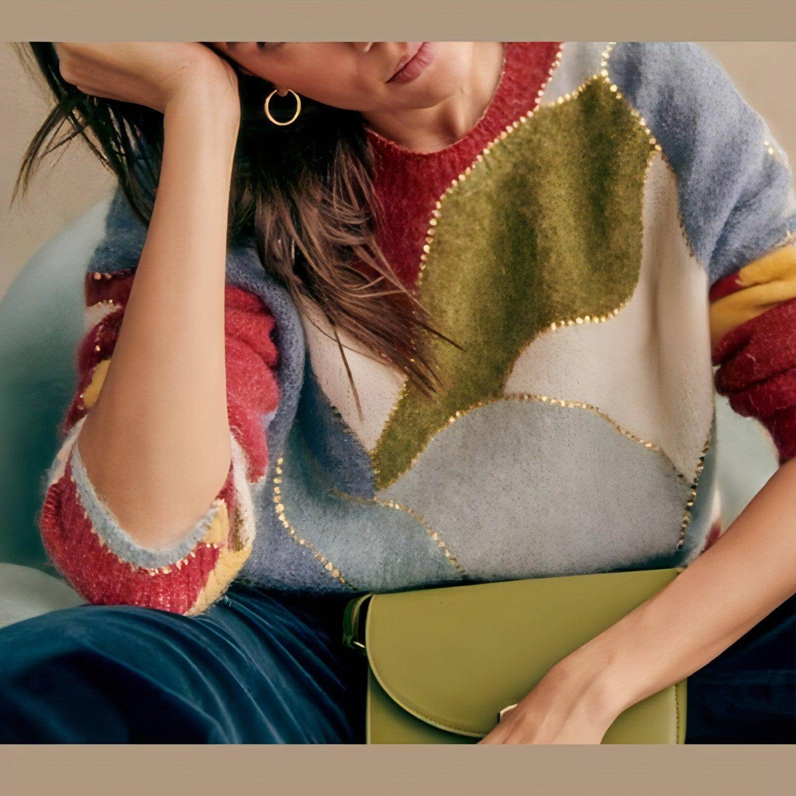 Fashion Elegant Crew Neck Pullover Sweater Women - Which Mark